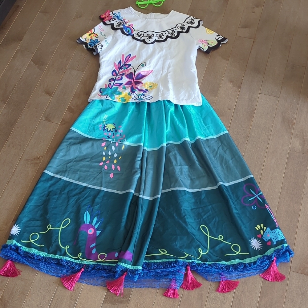 Mirabel Encanto Costume Disney Colorful Embroidered Dress with Tassels